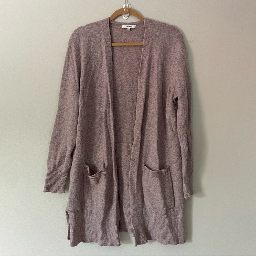 Madewell Alpaca/Wool Blend Mauve Open Front Long … - image 1